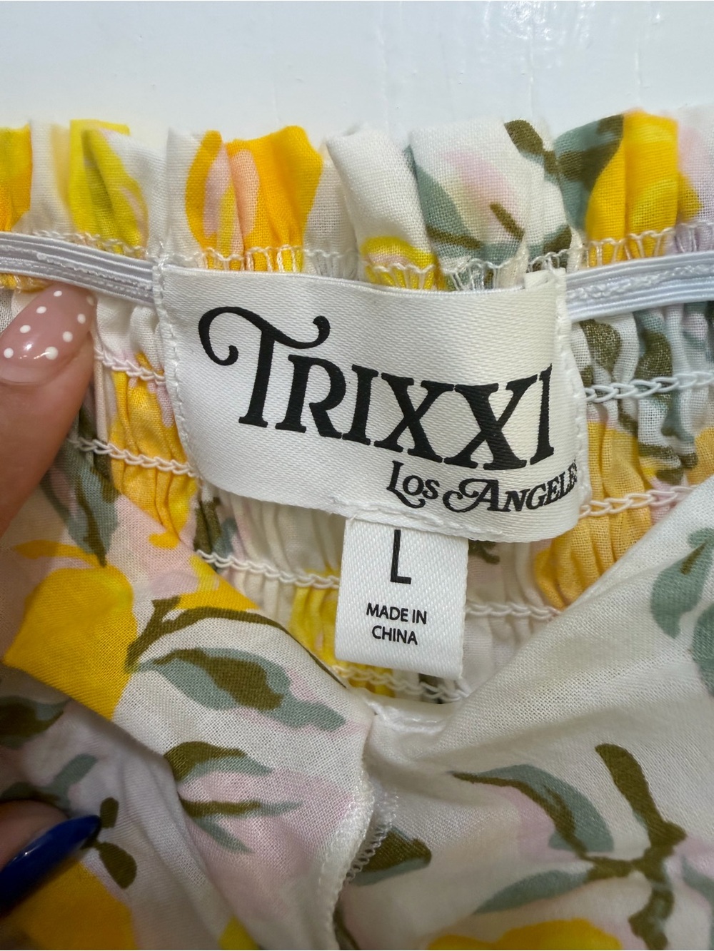 Trixxi Los Angeles Lemon Print Puff Sleeve Babydoll Mini Dress Size Large - Picture 3 of 4
